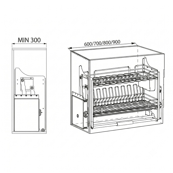 Kích thước Giá Bát Đĩa Nâng Hạ Nan Oval SUS304  Grandx XL.70M1