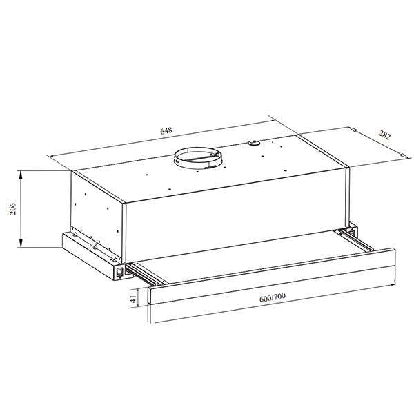 Kích thước Máy hút mùi âm tủ Grandx GX H70F56B