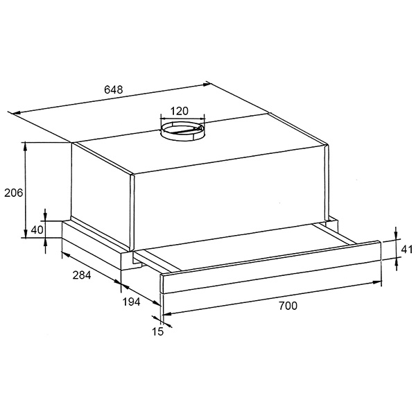 Kích thước Máy hút mùi âm tủ Grandx GX H70F58G