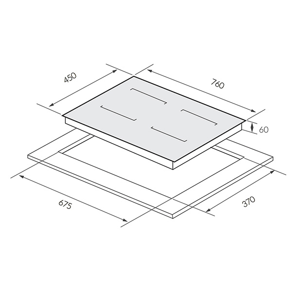 Kích thước Bếp từ 2 vùng nấu Grandx GX IH988G