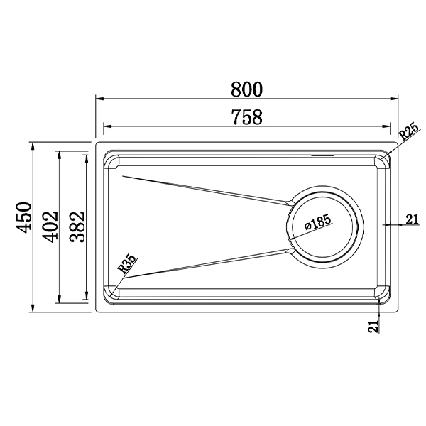 Kích thước Chậu rửa chén Handmade GrandX GX8045LV