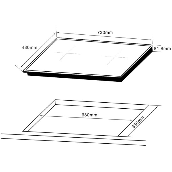 kích thước Bếp từ Hafele HC-I73242B 536.61.857