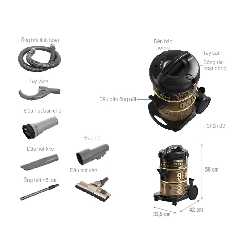 Kích thước Hitachi CV-960F