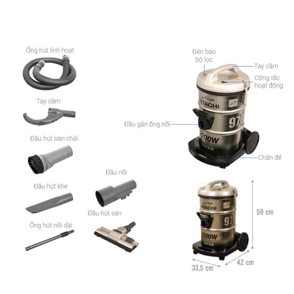 Kích thước Hitachi CV-970Y