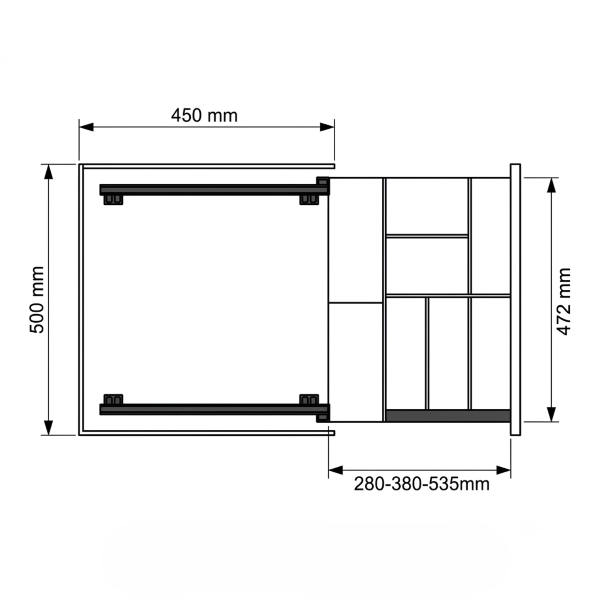Kích thước Khay Chia Thìa Nĩa Đa Năng SUS304 Cao Cấp Grandx XT.S535-1