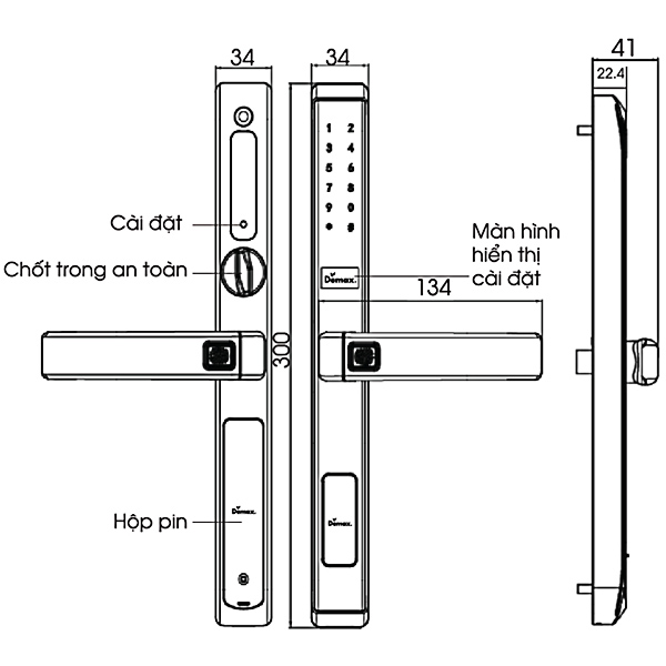 Kích thước Demax EL688 WH Wifi App