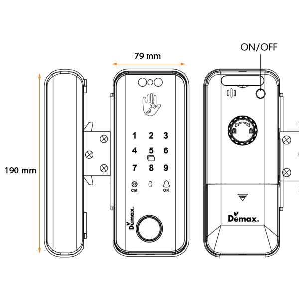 Kích thước Demax EL900G AC TTLOCK App 