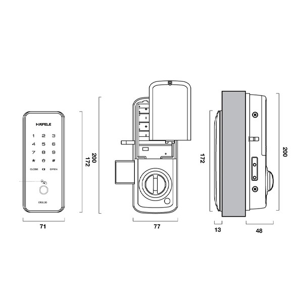 kích thước TT Hafele ER5100 912.20.200