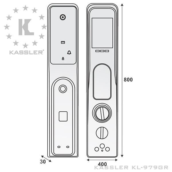 kích thước Khóa điện tử Kassler KL-790 APP