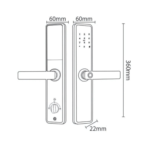 kích thước Khóa điện tử Kassler KL-566 Copper APP Remote