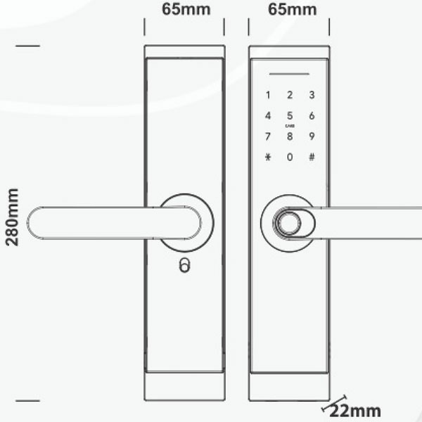 kích thước Khóa điện tử Kassler KL-567 Copper App Remote