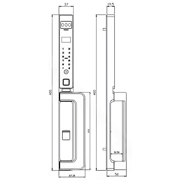 KÍCH thước Khóa cửa nhôm Kassler KL-599 CNC- 01 Champage Gold App