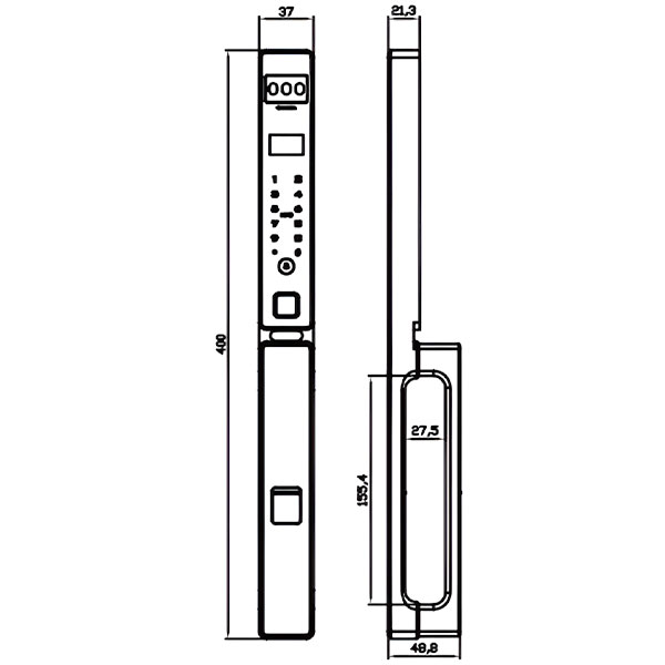 kích thước Khóa điện tử Kassler KL-599 CNC - VF Grey App