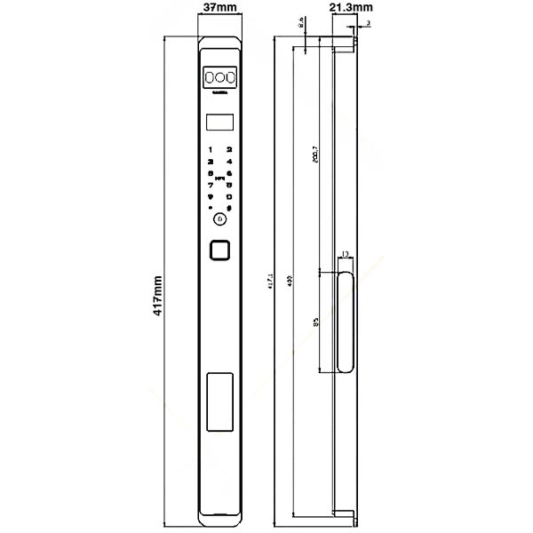 kích thước Khóa cửa nhôm Kassler KL-599 VS App