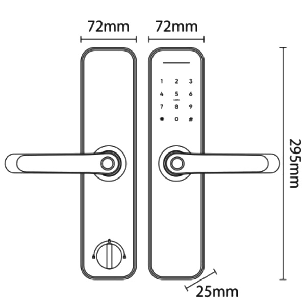 kích thước Khóa vân tay Kassler KL-668 Gold APP Remote