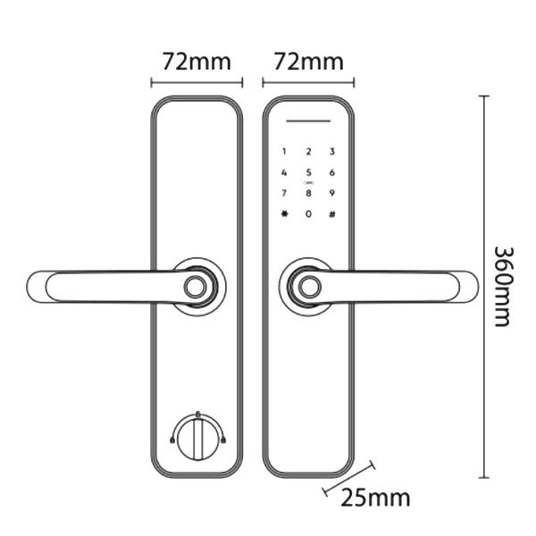 kích thước Khóa vân tay KL-696 Red Bronze App Remote