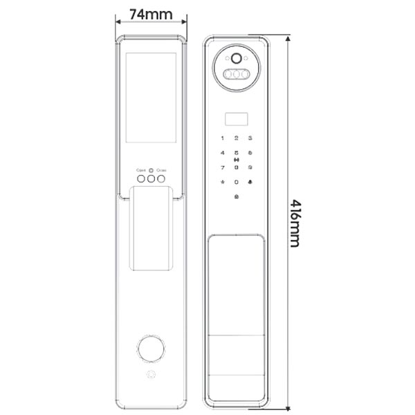 kích thước Khóa điện tử Kassler KL-868 CNC Black App Remote