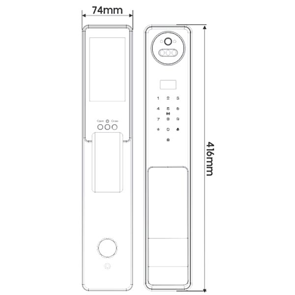 kích thước Khóa điện tử Kassler KL-868 CNC Black App