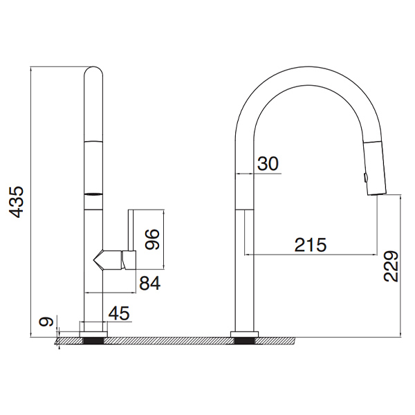 Kích thước Vòi rửa bát Kluger KLF0010C