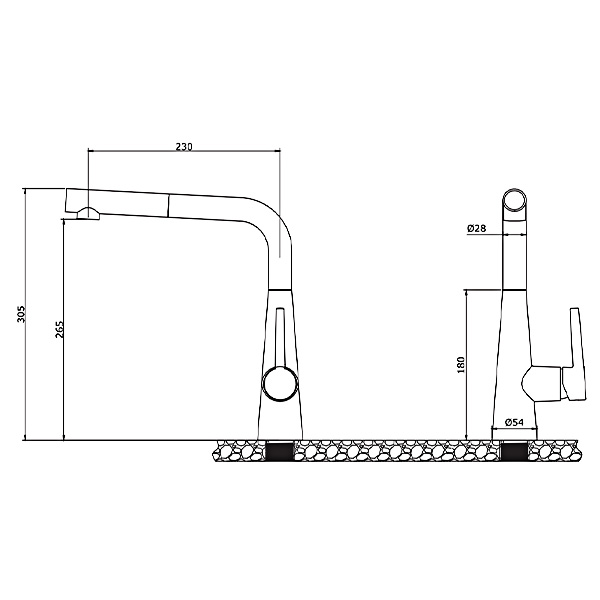 Kích thước Vòi rửa chén Kluger KLF0013SC