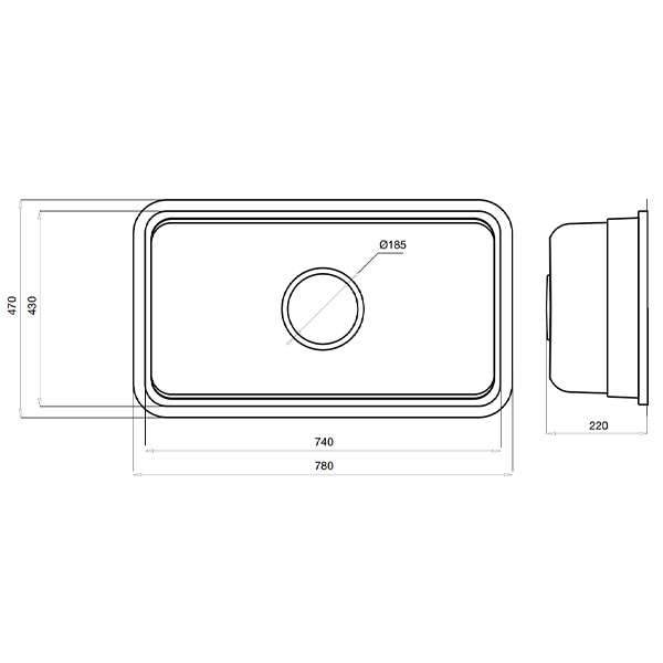 Kích thước Chậu rửa bát Kluger OMI Series KO7847FS Plus