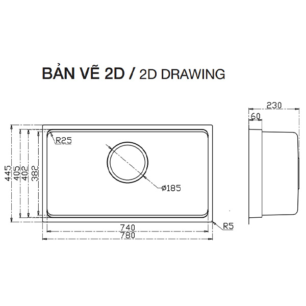 kích thước Kluger KU7844FS Basic