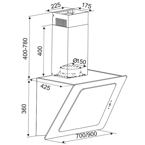 Kích thước Kocher  K-2080V (70cm)