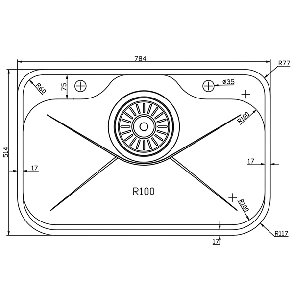 Kích thước Chậu rửa chén Konox Tari 7851SM