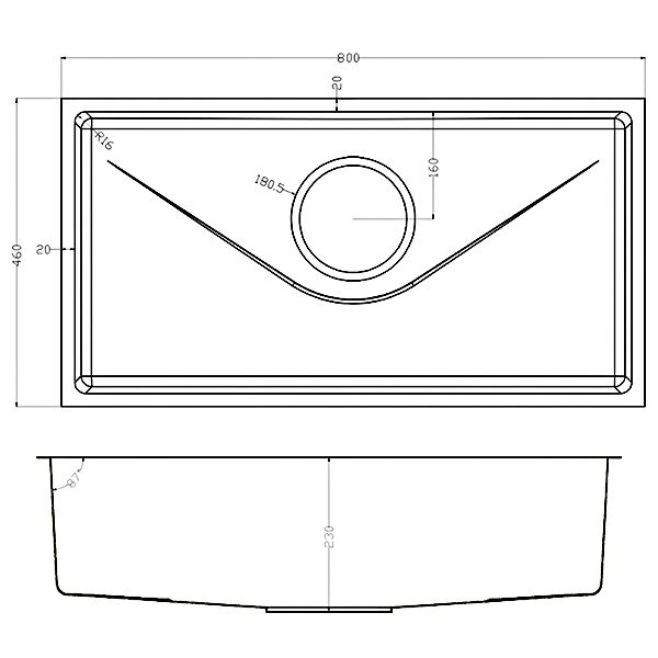Kích thước Chậu rửa chén Konox TARI 800SM