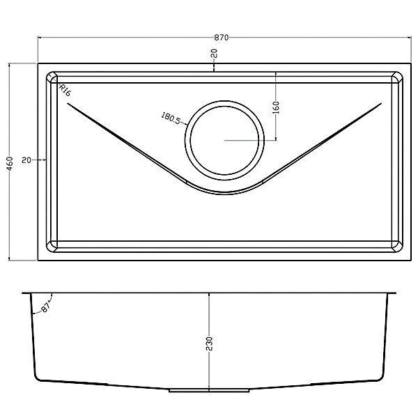 Kích thước Chậu rửa chén Konox TARI 870SM