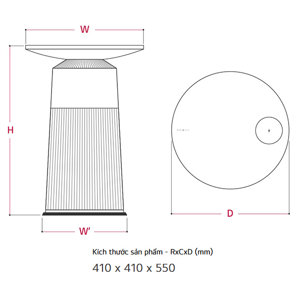 kích thước LG AS20GPRU0