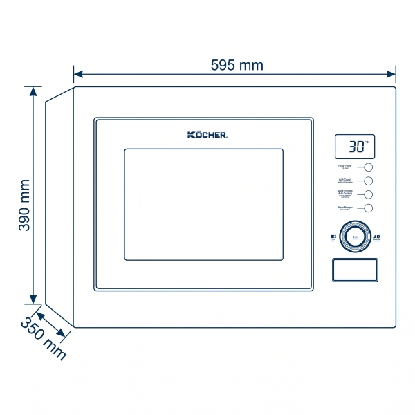 Kích thước Lò vi sóng Kocher KMEU-1025A