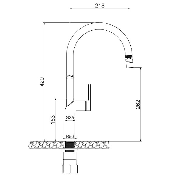kích thước Vòi rửa chén Malloca K2202-CR