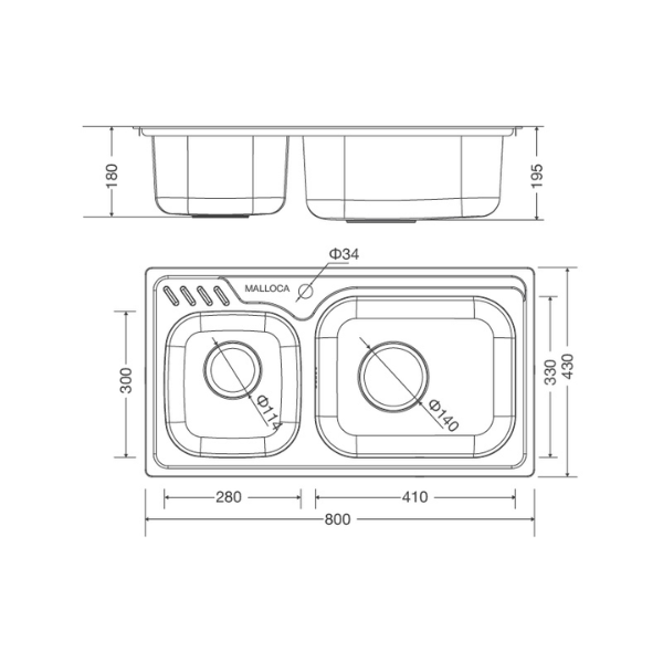 kích thước Malloca MS 1003 NEW