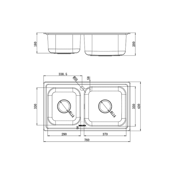 kích thước Malloca MS 2076EP