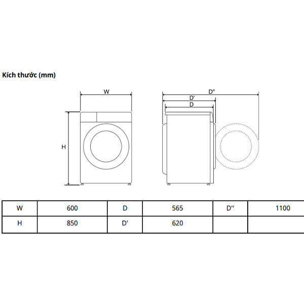 kích thước Máy giặt LG FX1412N5G