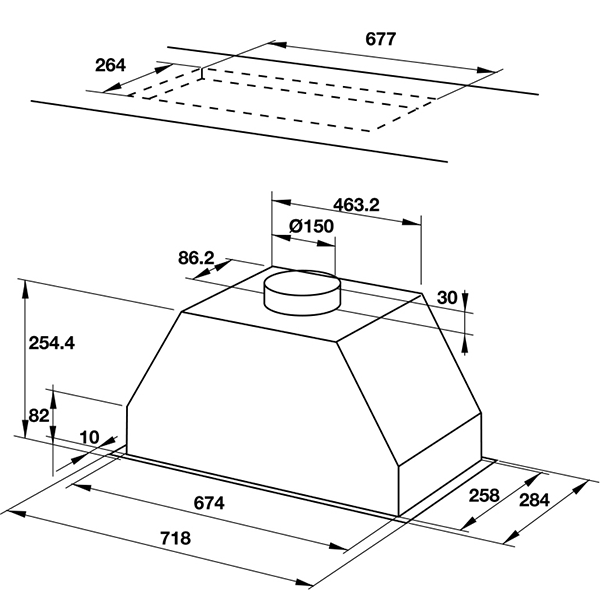 kích thước Máy hút mùi âm tủ Hafele HH-BI70A 538.84.007