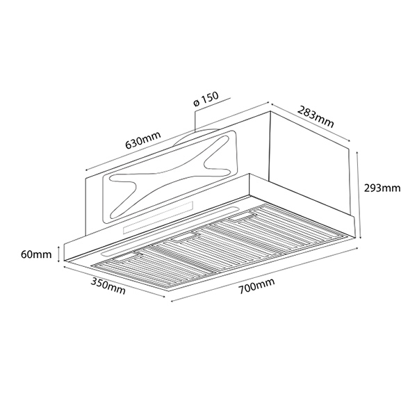 Kích thước Máy hút mùi Kocher X-88 CLEAN