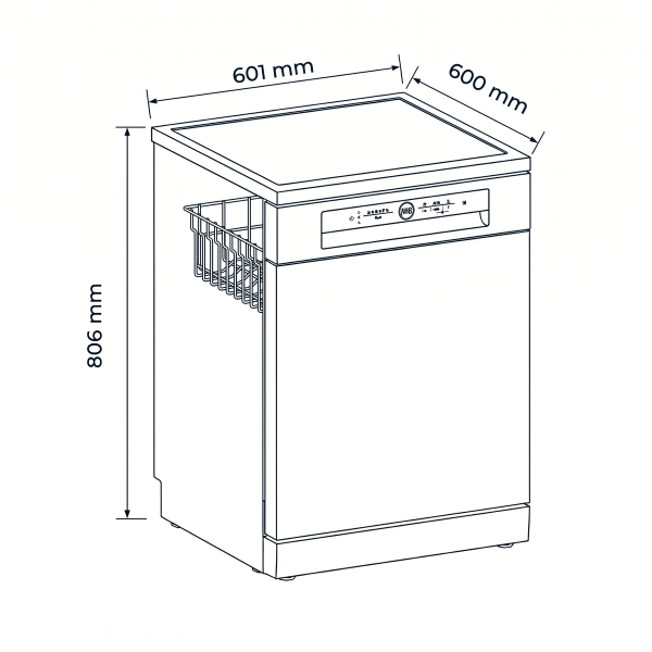 Kích thước Máy rửa bát Kocher X15UV