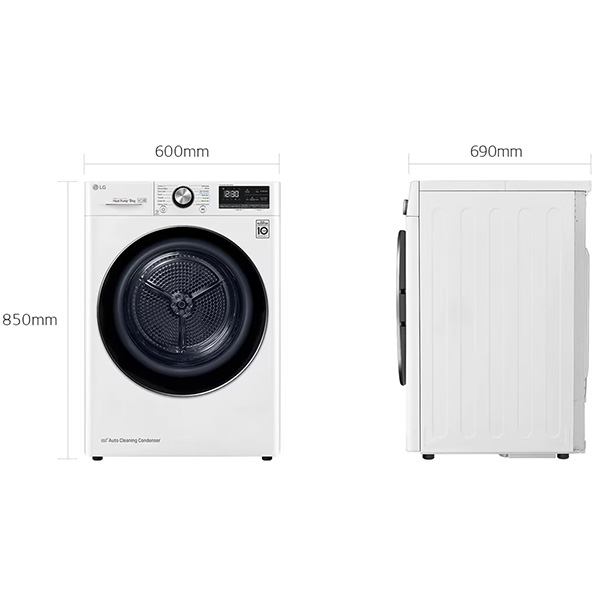Kích thước Máy sấy LG DVHP09W