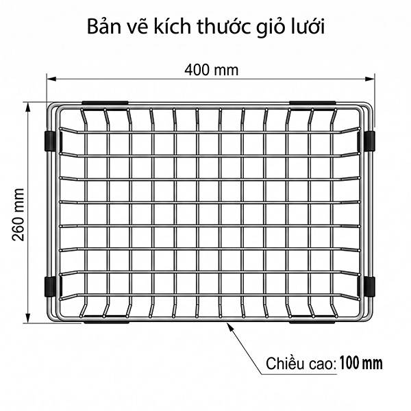 Kích thước Rổ inox GrandX GXB05