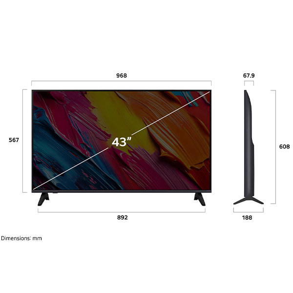 Kích thước Smart TV LG 43QNED70ASA