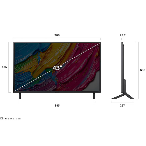 Kích thước TV LG 43QNED80ASA