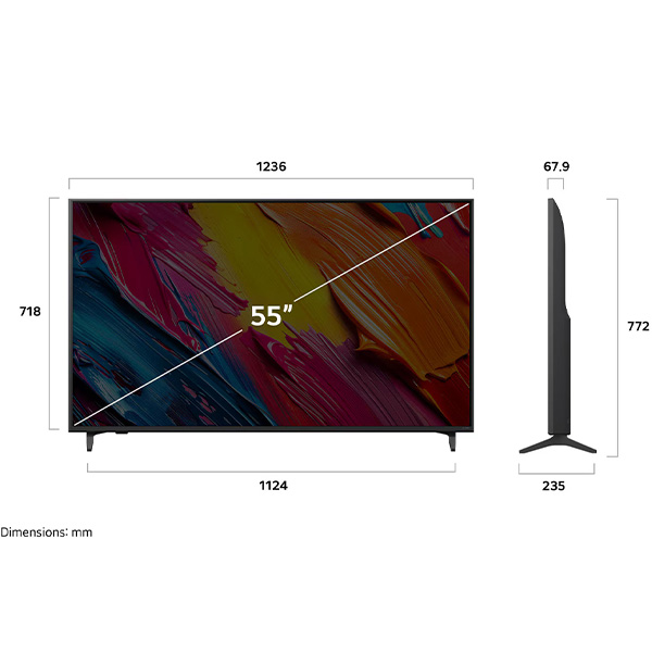 Kích thước Smart TV LG 55QNED70ASA