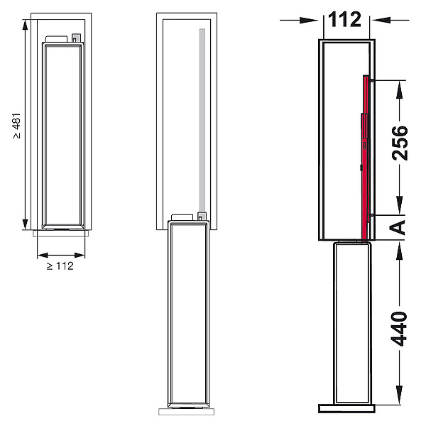 kích thước Thanh treo khăn 150mm Hafele 545.61.063