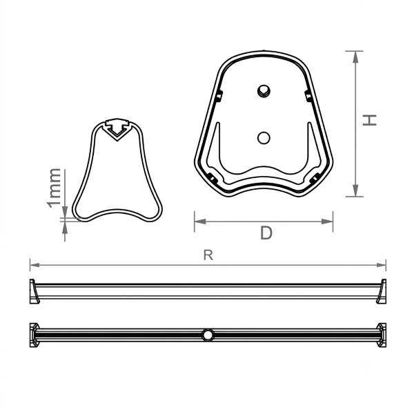 Kích thước Thanh Treo Quần Áo (Hình Thang) Hợp Kim Nhôm Grandx XM.3000-1