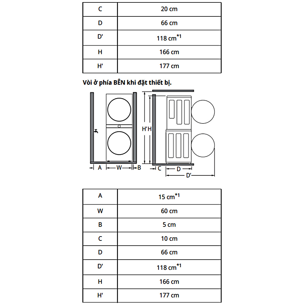 Kích thước Máy giặt sấy LG WT1410NHE