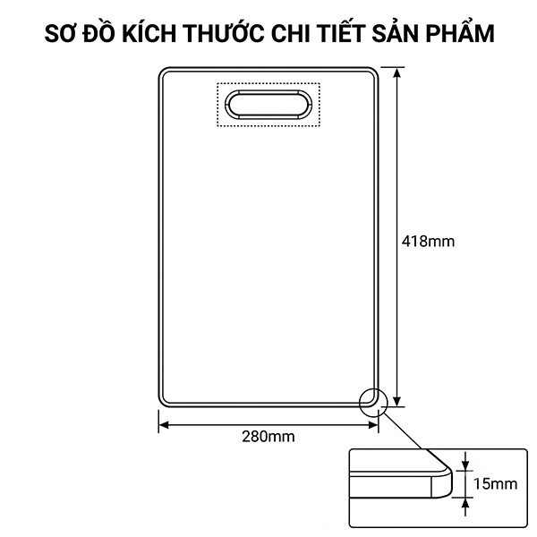 Kích thước Thớt nhựa GrandX GXC03
