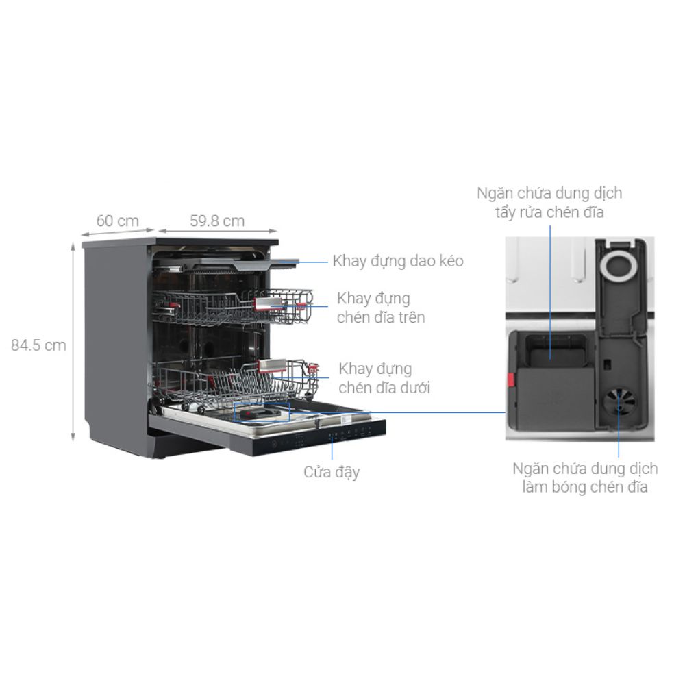Kích thước Toshiba DW-15F7(G)-VN