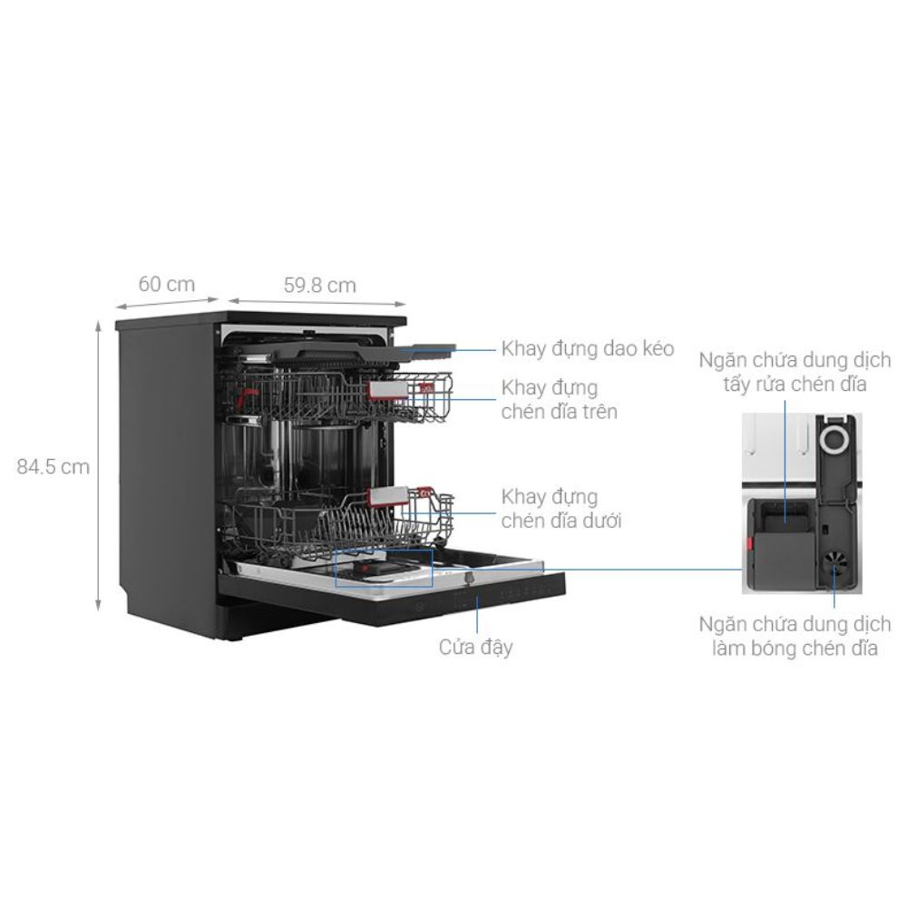 Kích thước Toshiba DW-15F8(B)-VN